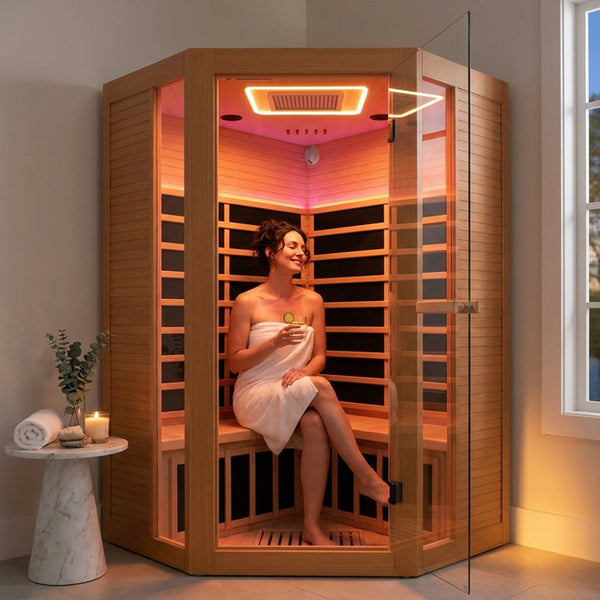 Infrared Sauna Built for Home Wellness, 2180W Heating, 7-Color LED Lights, Oxygen Bar, Bluetooth Speakers