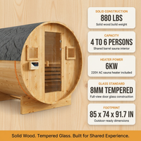 Outdoor Traditional Sauna, 4-6 Person Wooden Sauna, Steam Wet Wood Sauna with 220V with 6KW Heater, Sauna Stone, Thermometer — Results & Stats