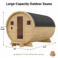 Outdoor Traditional Sauna Built for Shared Wellness, 4-6 Person Capacity, 6KW Heater, Tempered Glass Door