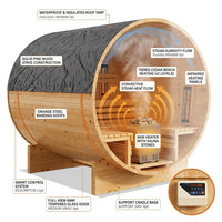Outdoor Traditional Sauna, 4-6 Person Wooden Sauna, Steam Wet Wood Sauna with 220V with 6KW Heater, Sauna Stone, Thermometer — How It Works