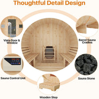 Outdoor Traditional Sauna Built for Shared Wellness, 4-6 Person Capacity, 6KW Heater, Tempered Glass Door