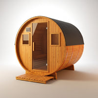 Outdoor Traditional Sauna, 4-6 Person Wooden Sauna, Steam Wet Wood Sauna with 220V with 6KW Heater, Sauna Stone, Thermometer — Studio Shot