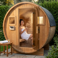 Outdoor Traditional Sauna, 4-6 Person Wooden Sauna, Steam Wet Wood Sauna with 220V with 6KW Heater, Sauna Stone, Thermometer — Lifestyle